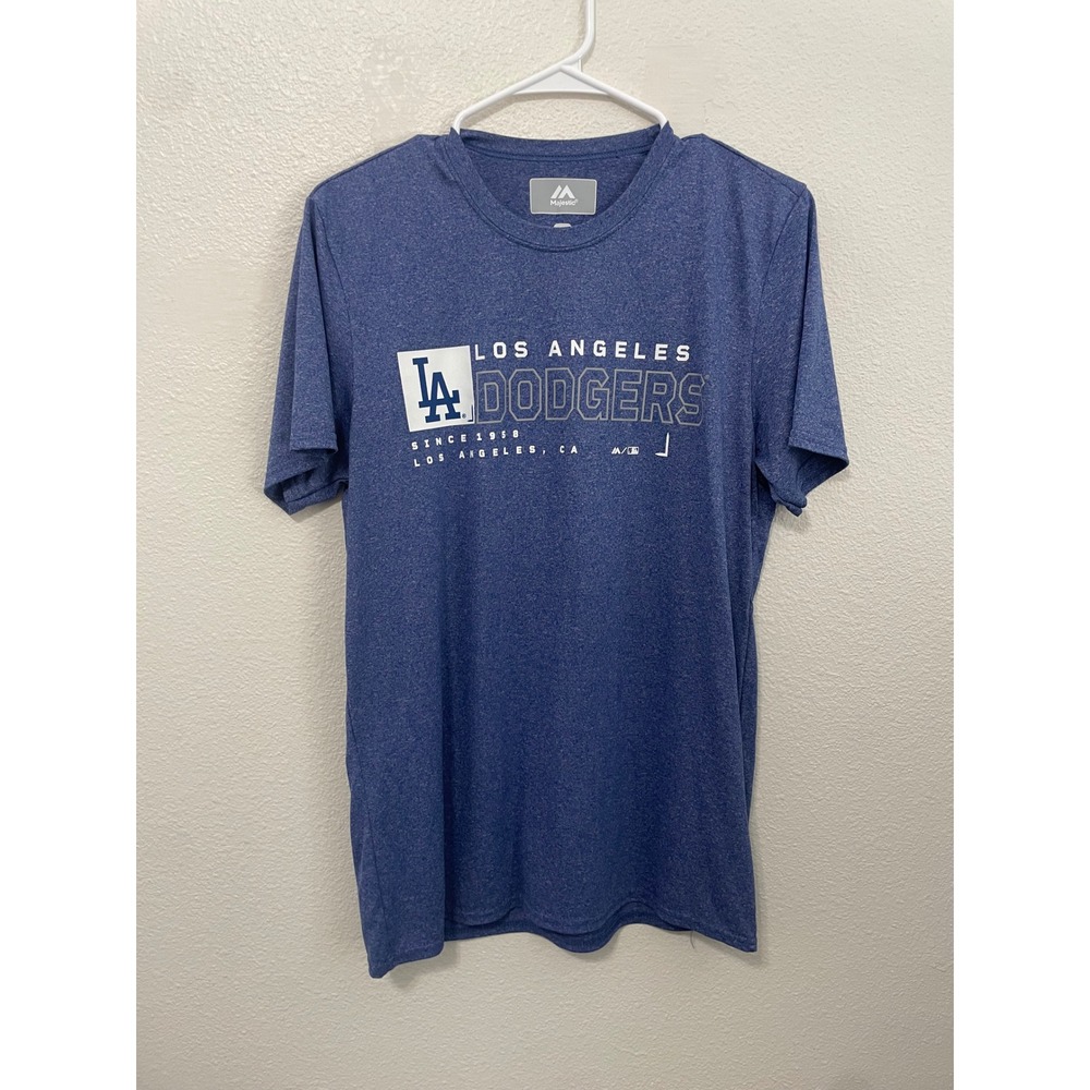 Majestic Los Angeles Dodgers T-Shirt Mens Medium Blue Excellent Graphic Tee MLB